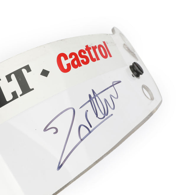 LOT 749 - Jacques Villeneuve Signed 1997 Williams Renault Race Used Helmet Visor