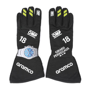 Lance Stroll Aston Martin Aramco F1® Team 2024 race spec gloves, authentic Formula 1 team equipment and premium collector display