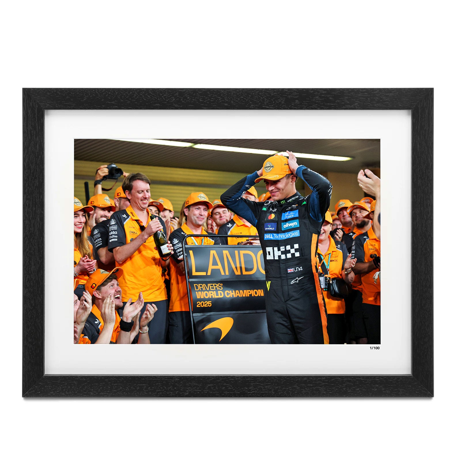 Lando Norris 2025 Driver World Champion Framed Photo - Team Celebration