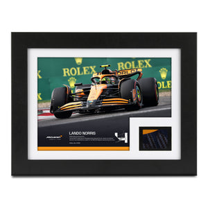 Lando Norris 2024 McLaren F1 Team Chinese Grand Prix bodywork and photo display, authentic Formula 1 race-used bodywork for collector display