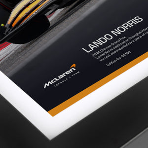 Authentic McLaren F1 Team 2024 Chinese Grand Prix bodywork and photo featuring Lando Norris, premium Formula 1 motorsport memorabilia
