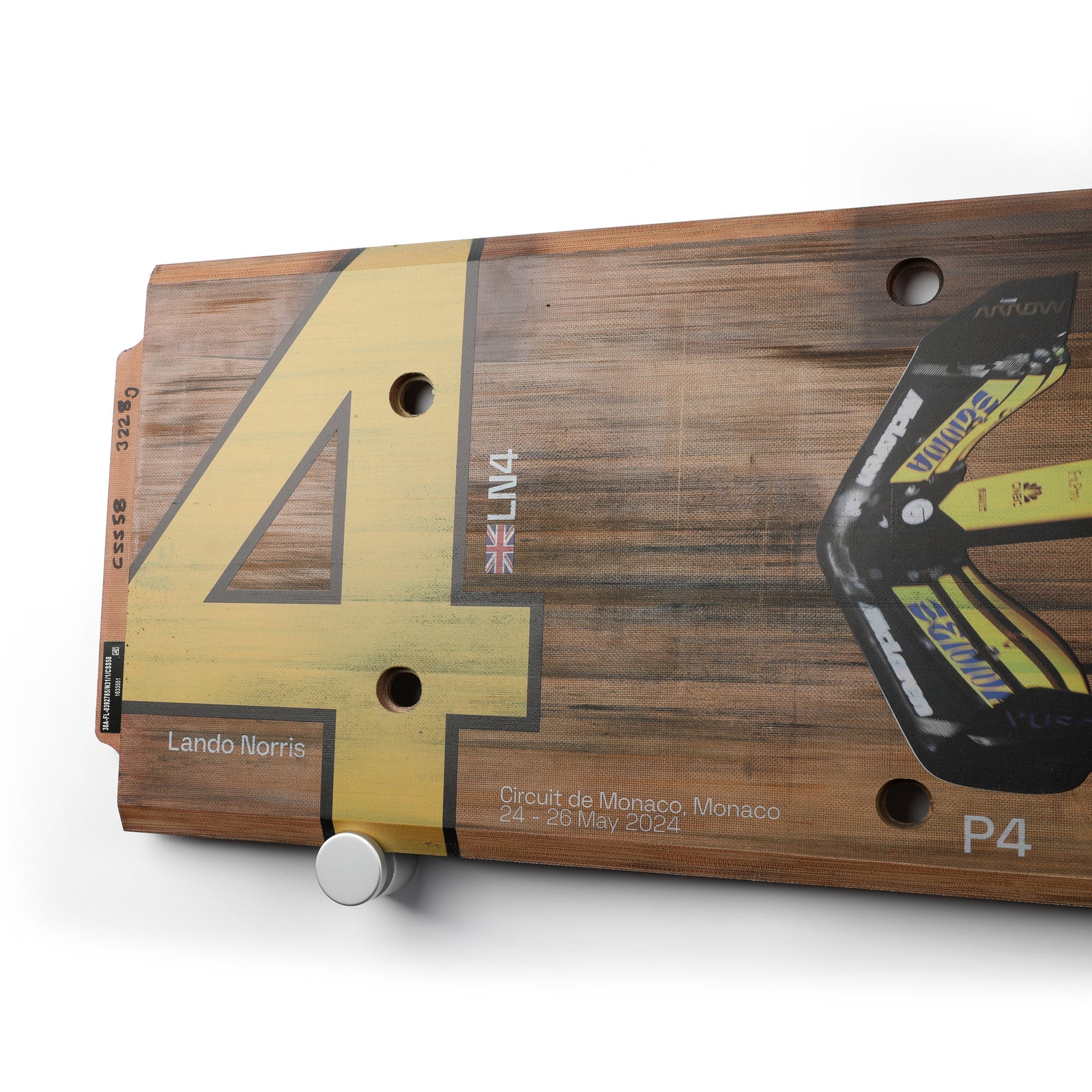 Lando Norris 2024 McLaren F1 Team Race Used Rear Skid Plank Wall Art - Monaco GP