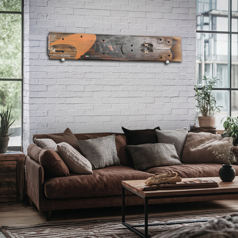 Lando Norris 2024 McLaren Formula One Team Grand Prix Used Rear Skid Plank Wall Art - Abu Dhabi GP