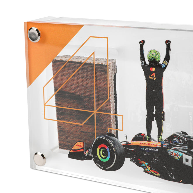 Lando Norris 2025 Grand Prix Used McLaren Skid Plank Piece in Acrylic - Championship Edition