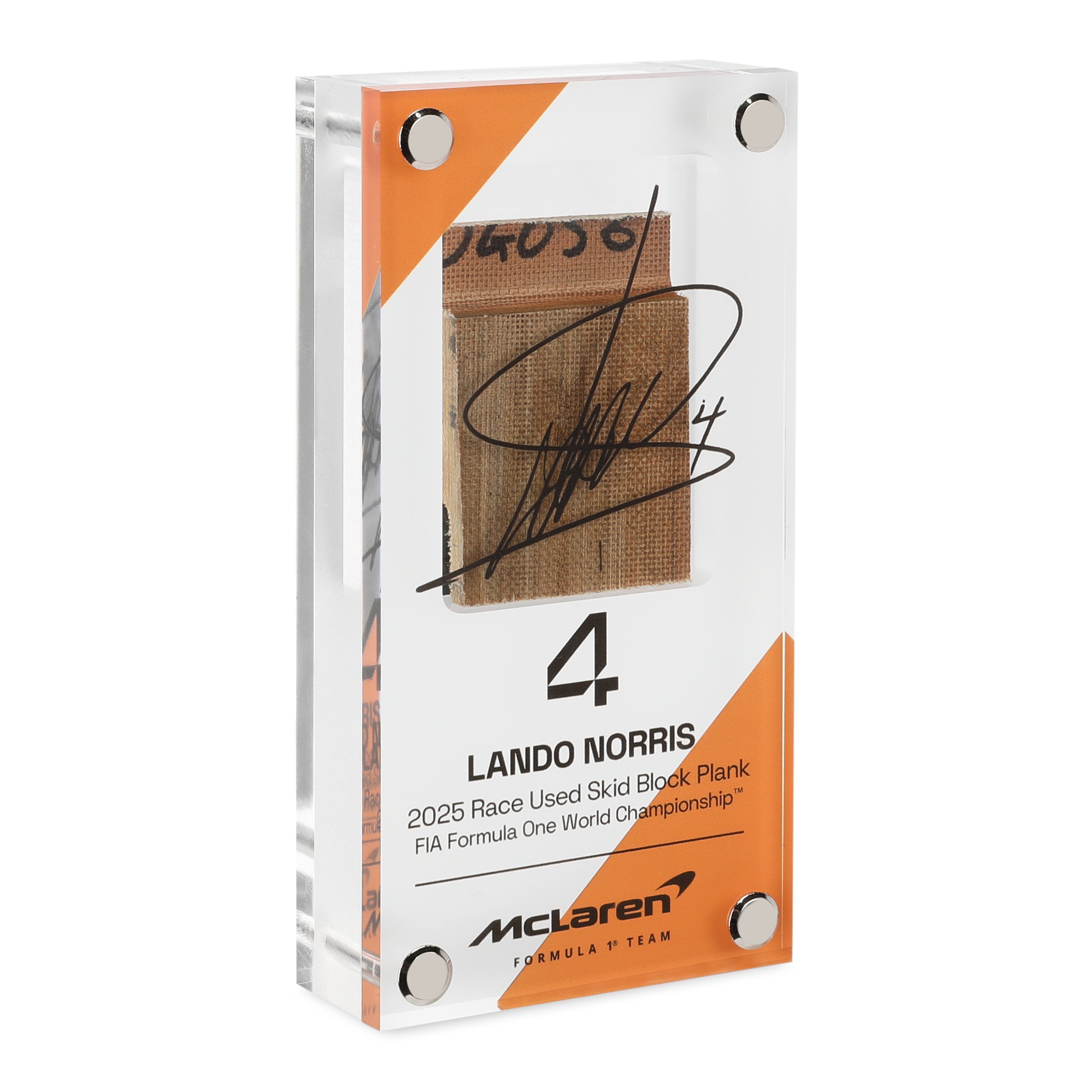 Lando Norris 2025 Grand Prix Used McLaren MCL39 Skid Plank Piece Acrylic