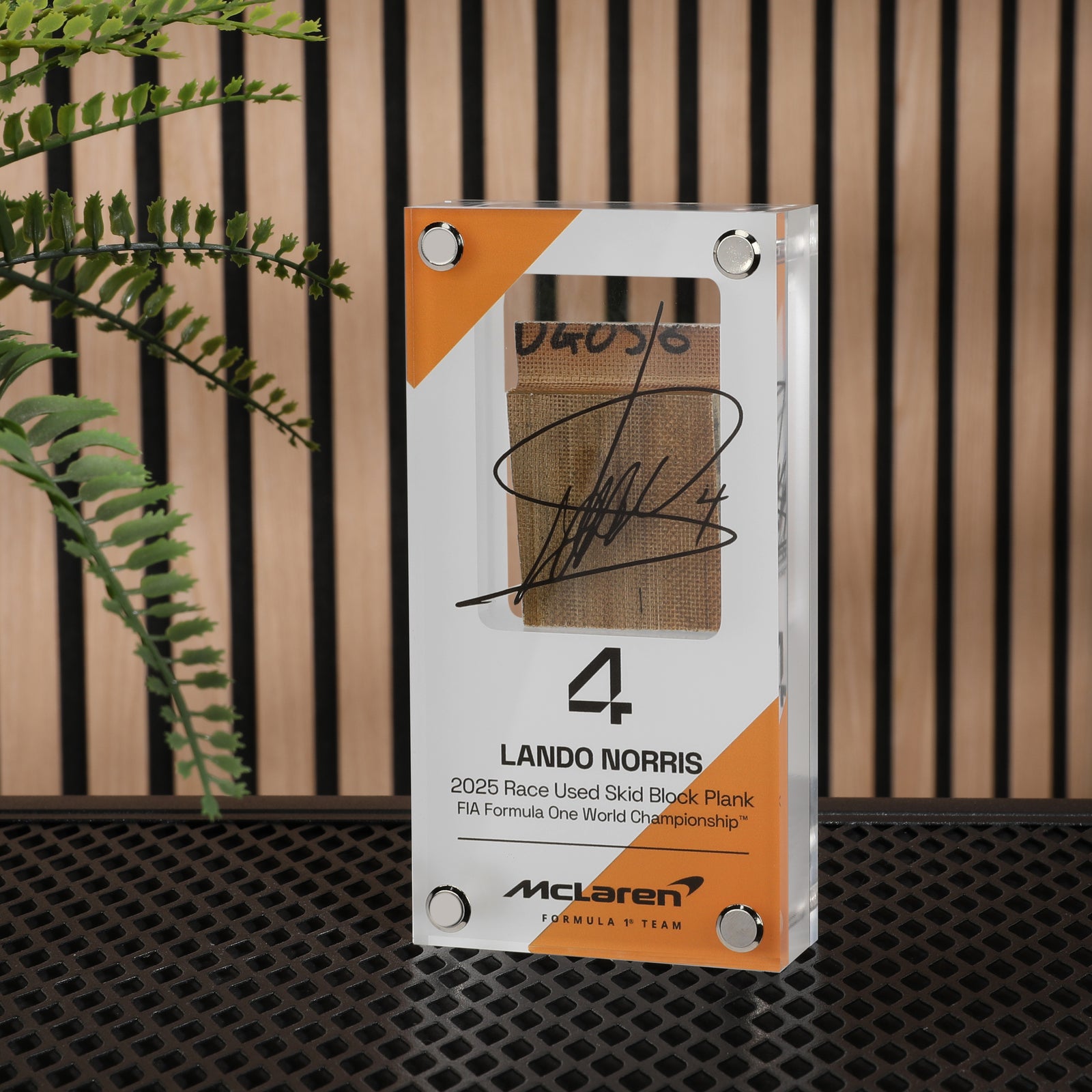 Lando Norris 2025 Grand Prix Used McLaren MCL39 Skid Plank Piece in Acrylic