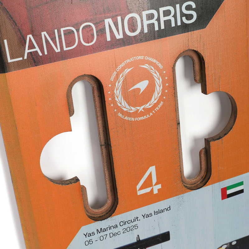Lando Norris 2025 McLaren Testing Used Front Skid Plank Wall Art - Abu Dhabi GP