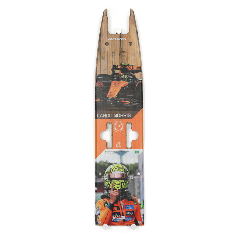 Lando Norris 2025 McLaren Practice Used Front Skid Plank Wall Art - Brazil GP