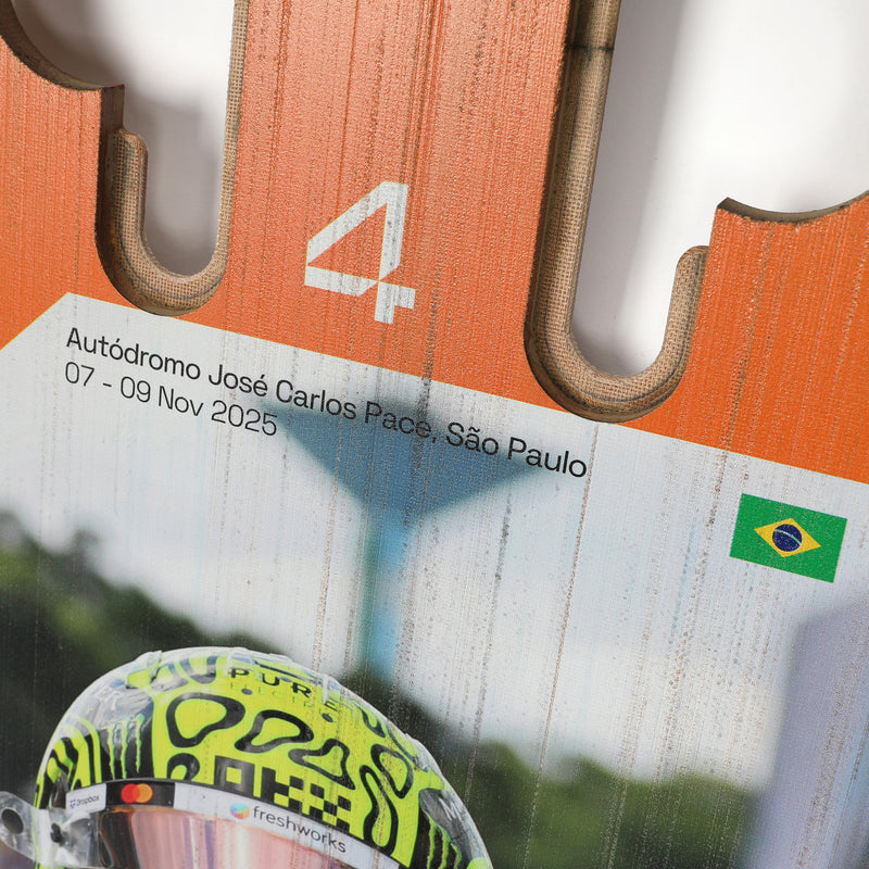 Lando Norris 2025 McLaren Practice Used Front Skid Plank Wall Art - Brazil GP