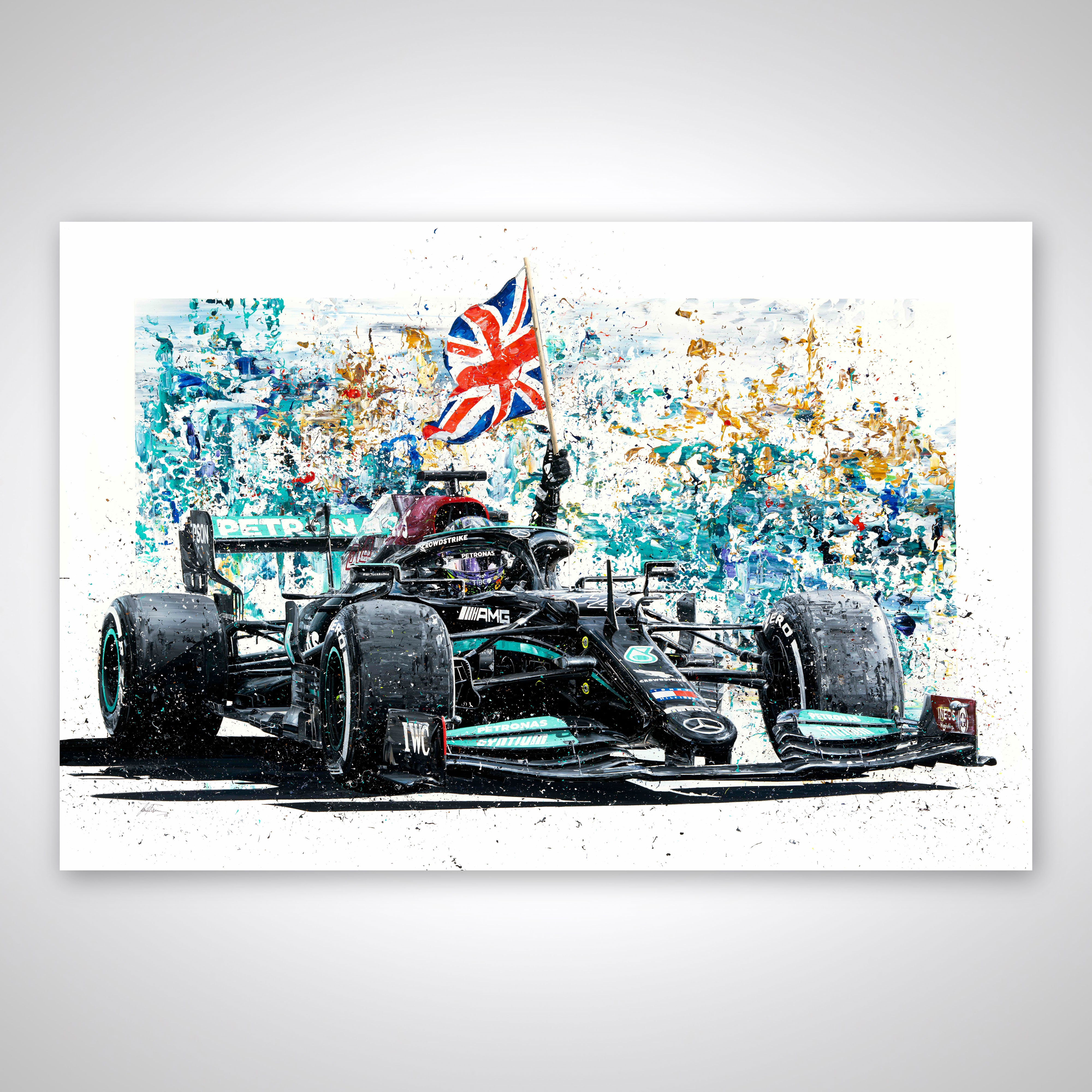 Lewis Hamilton 7 cars world championship poster - Formula 1 wall print