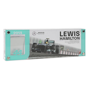 Lewis Hamilton 2013 ‘First Win’ Bodywork in Acrylic – Hungarian GP Formula 1 collectible displayed in premium motorsport display