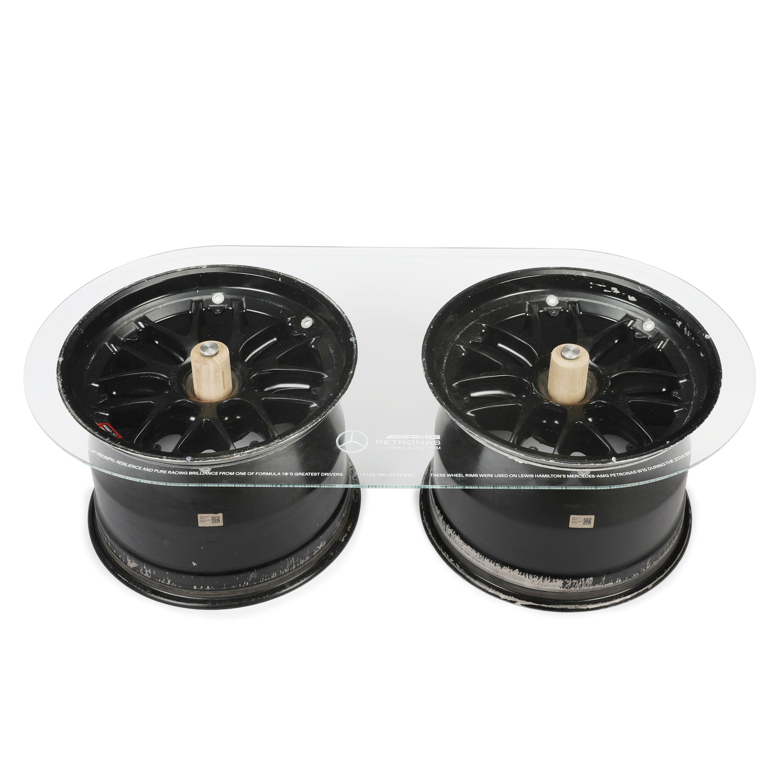 Lewis Hamilton Mercedes AMG Petronas Double Wheel Rim Table – Silverstone 2024