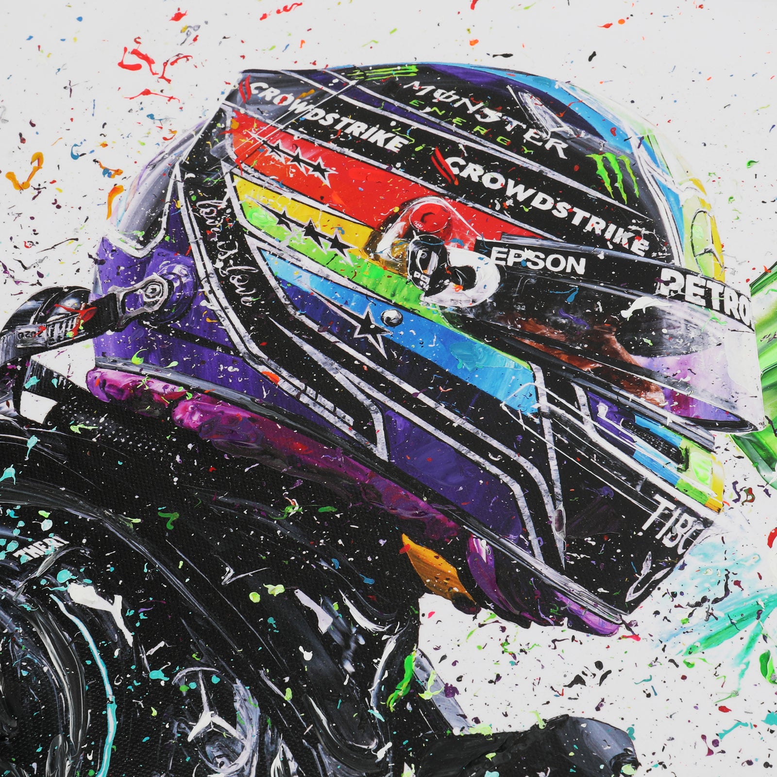 Lewis Hamilton 2021 'Rainbow' Hand Embellished Canvas – David Johnson