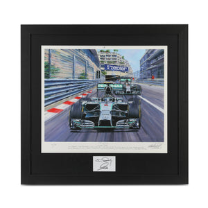 LOT 090 - Lewis Hamilton & Nico Rosberg Signed Dual Print – 2014 Monaco