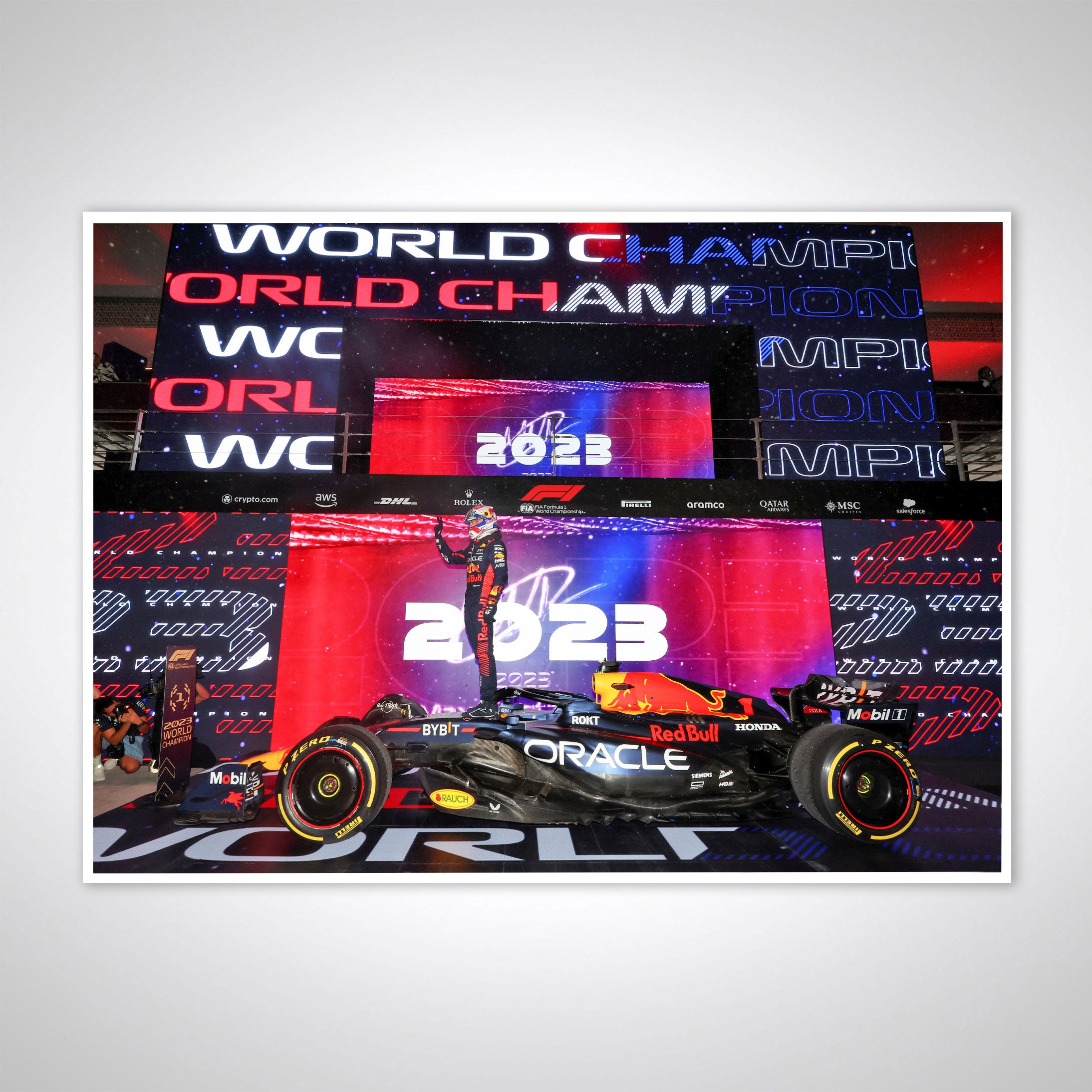 Max Verstappen 2023 'Three-Time World Champion' Print - Qatar GP