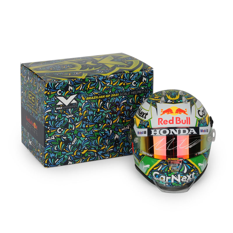 Max Verstappen Signed 2021 Red Bull Racing 1:2 Scale Helmet - Brazil GP