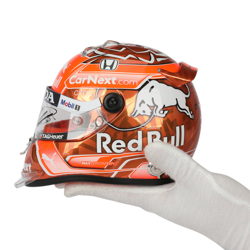 LOT 097 - Max Verstappen 2021 Signed 1.2 Scale Mini Helmet - BELGIAN GP