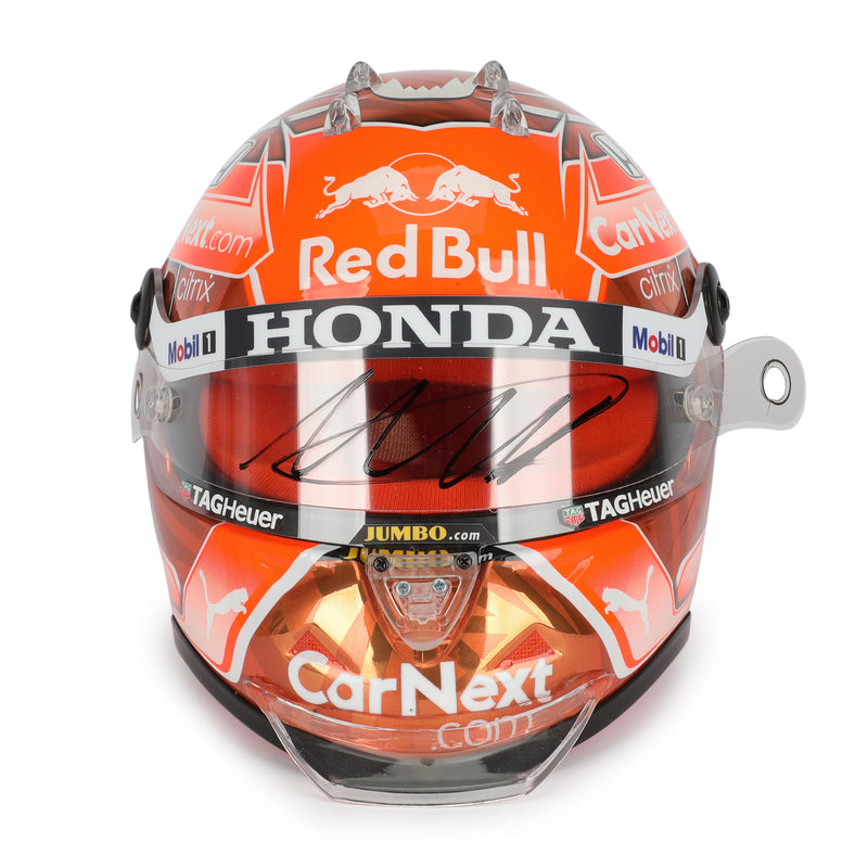 LOT 097 - Max Verstappen 2021 Signed 1.2 Scale Mini Helmet - BELGIAN GP