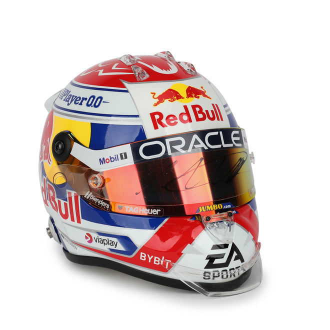 LOT 115 - Max Verstappen 2023 Signed 1.2 Scale Retro Helmet