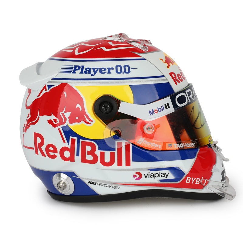 LOT 115 - Max Verstappen 2023 Signed 1.2 Scale Retro Helmet