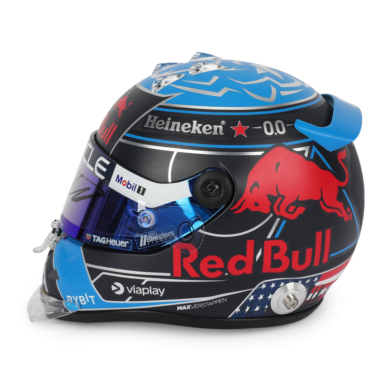 LOT 079 - Max Verstappen 2024 Signed 1.2 Scale Mini Helmet USA GP