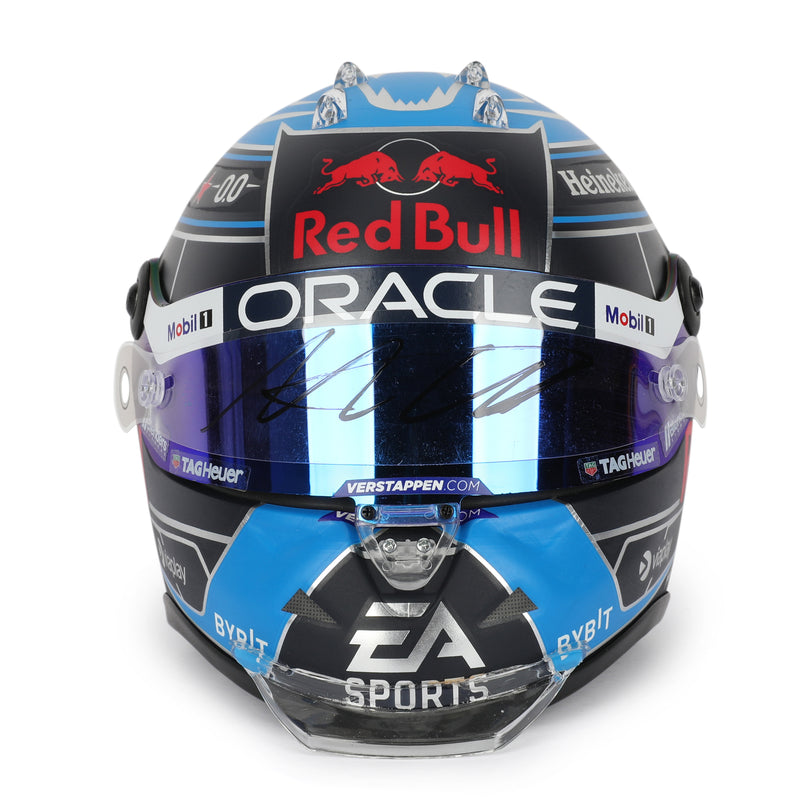LOT 079 - Max Verstappen 2024 Signed 1.2 Scale Mini Helmet USA GP