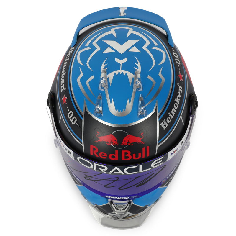 LOT 079 - Max Verstappen 2024 Signed 1.2 Scale Mini Helmet USA GP