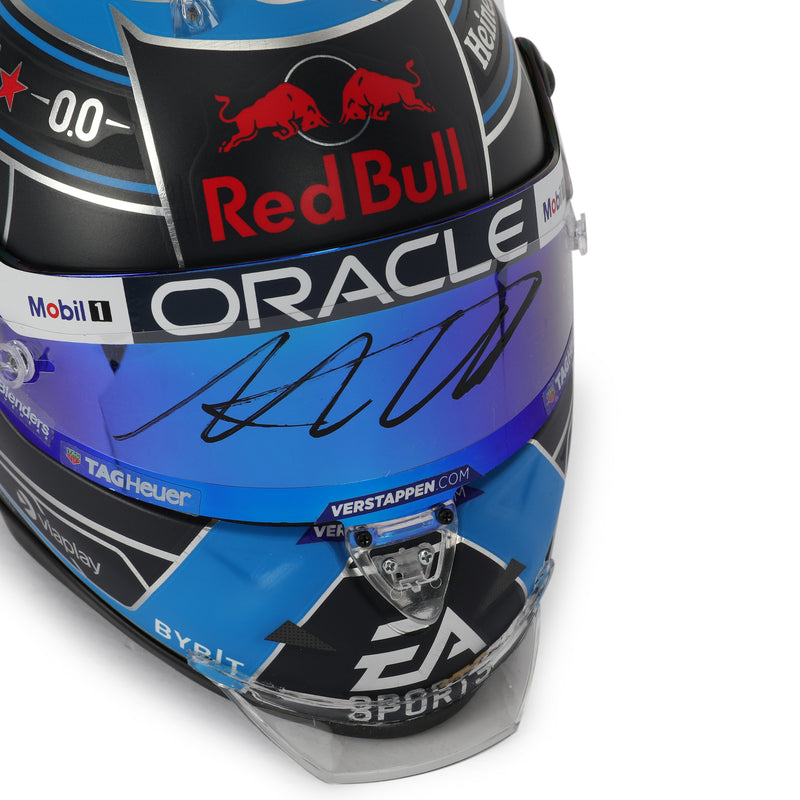 LOT 079 - Max Verstappen 2024 Signed 1.2 Scale Mini Helmet USA GP