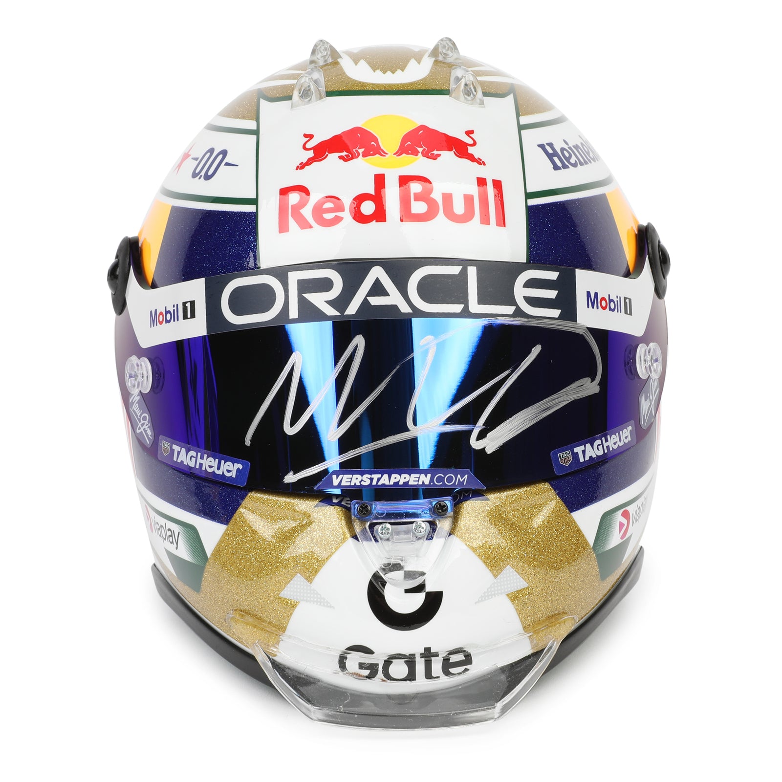 LOT 244 - Max Verstappen Signed 2025 Red Bull Racing Mini Helmet - Brazilian GP