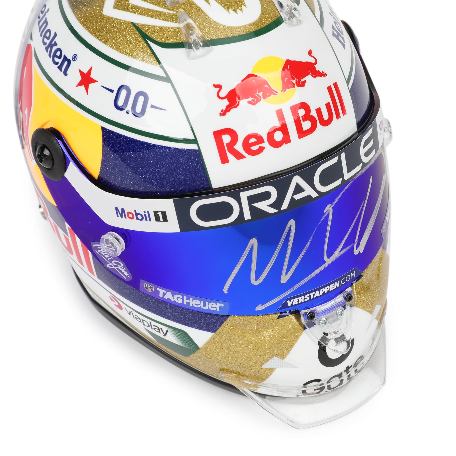 LOT 244 - Max Verstappen Signed 2025 Red Bull Racing Mini Helmet - Brazilian GP