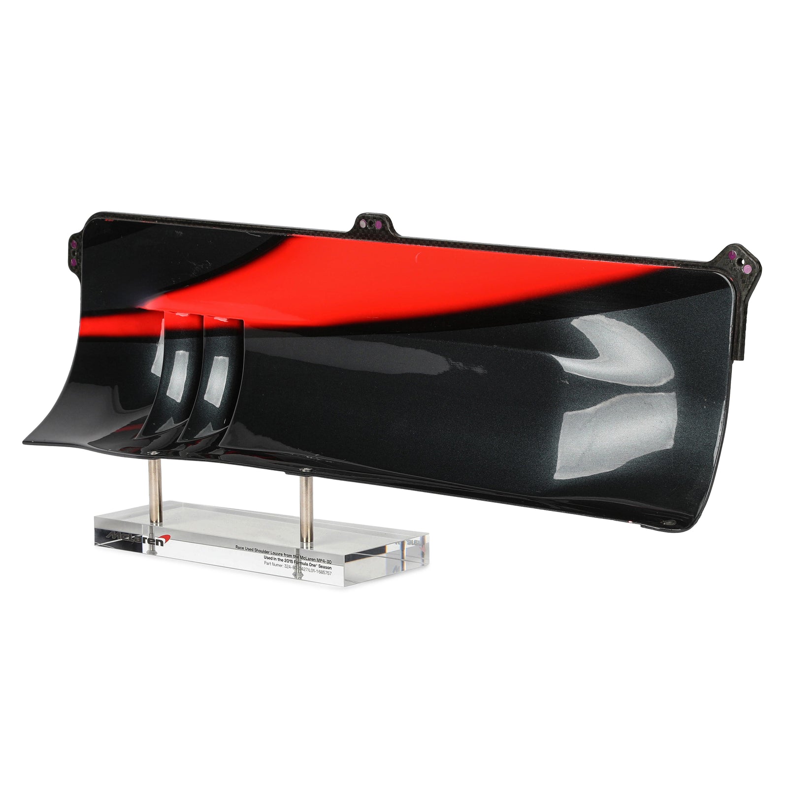 Auction LOT 075 - McLaren 2015 MP4-30 Mounted LH Shoulder Louvre on Display Stand