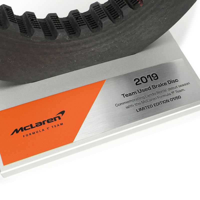 Limited Edition Lando Norris 2019 McLaren F1® Team Brake Disc on Display