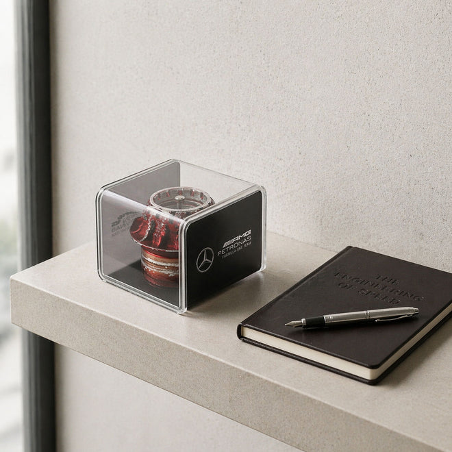 Mercedes AMG Petronas 2015 Grand Prix Used Red Wheel Nut in Display Case