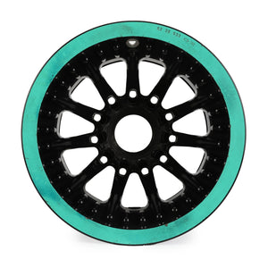 Close-up of Mercedes-AMG PETRONAS F1® Team 2020 Season Used Rear Wheel Rim Table Formula 1 memorabilia detail