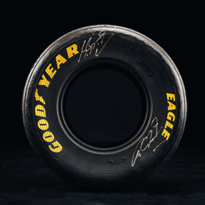 The Austin Auction LOT 064 - Michael Schumacher 1990s Goodyear Eagle F1 Slick Front Tyre - Signed