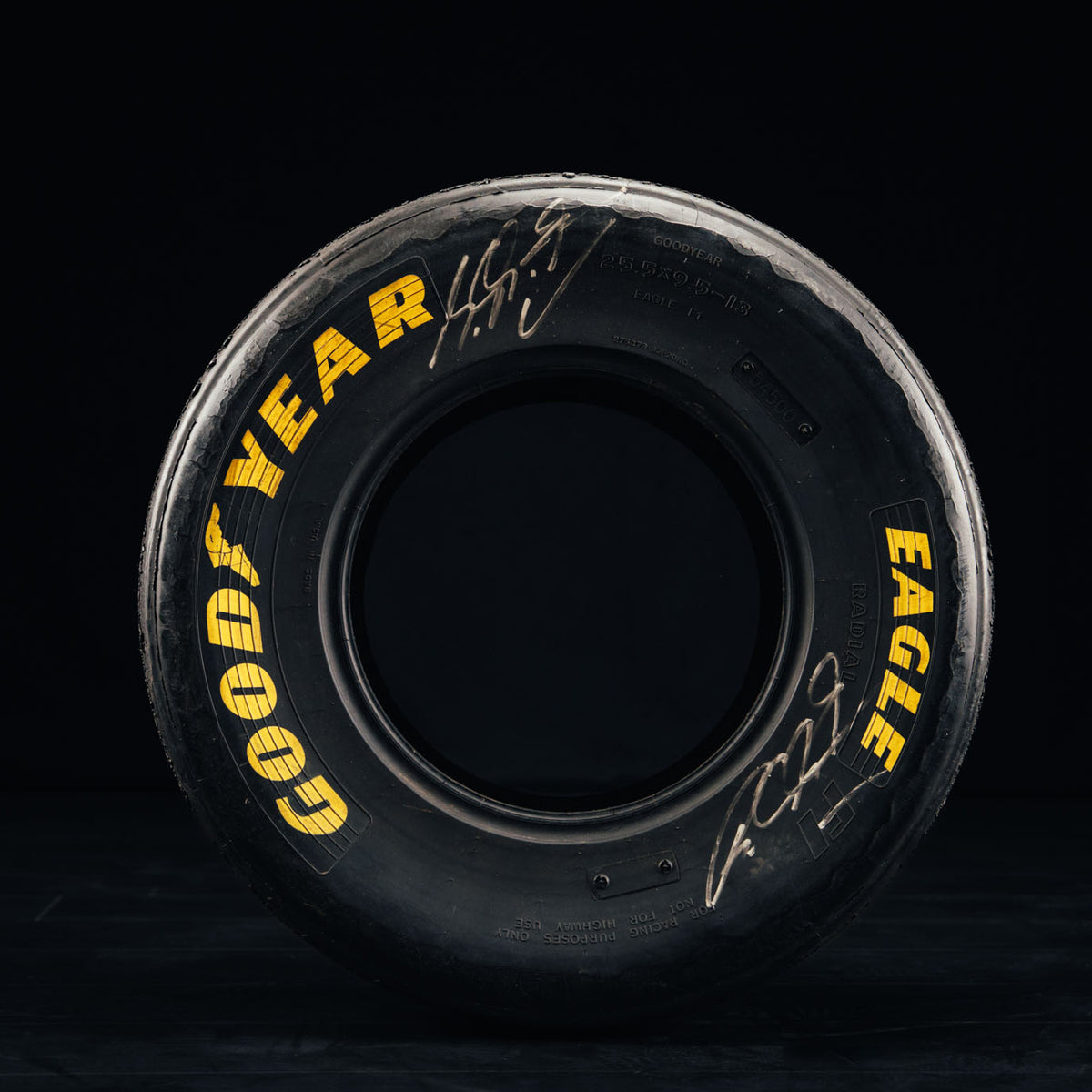 The Austin Auction LOT 044 - Michael Schumacher 1990s Goodyear Eagle F1 Slick Front Tyre - Signed