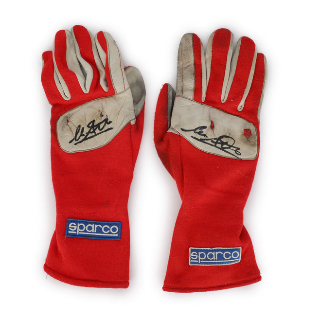 LOT 710 - Michele Alboreto 1987 Signed Scuderia Ferrari Grand Prix Used Gloves