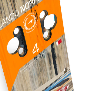 Authentic Lando Norris front skid plank wall art from the 2025 Bahrain Grand Prix, Grand Prix-used on a McLaren Formula 1 Team car and crafted from genuine race car bodywork