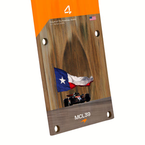 Lando Norris 2025 McLaren US Grand Prix practice-used front skid plank wall art premium Formula 1 collector display
