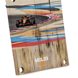 Lando Norris 2025 McLaren Formula 1 Team Bahrain Grand Prix-used front skid plank wall art made using authentic Formula 1 race car bodywork for collectors