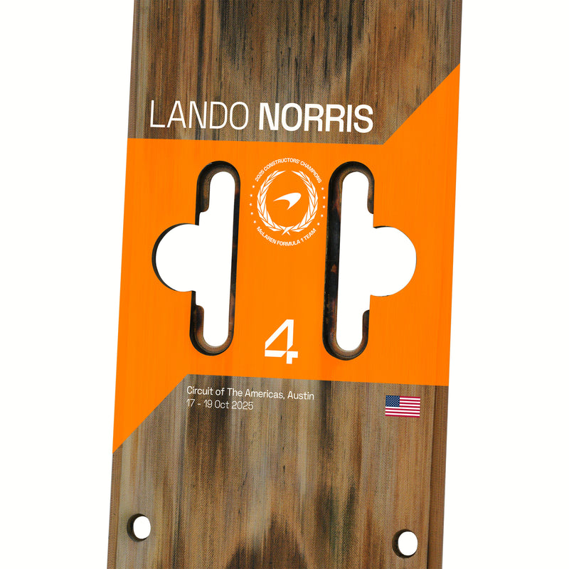 Lando Norris 2025 McLaren Practice Used Front Skid Plank Wall Art - US GP