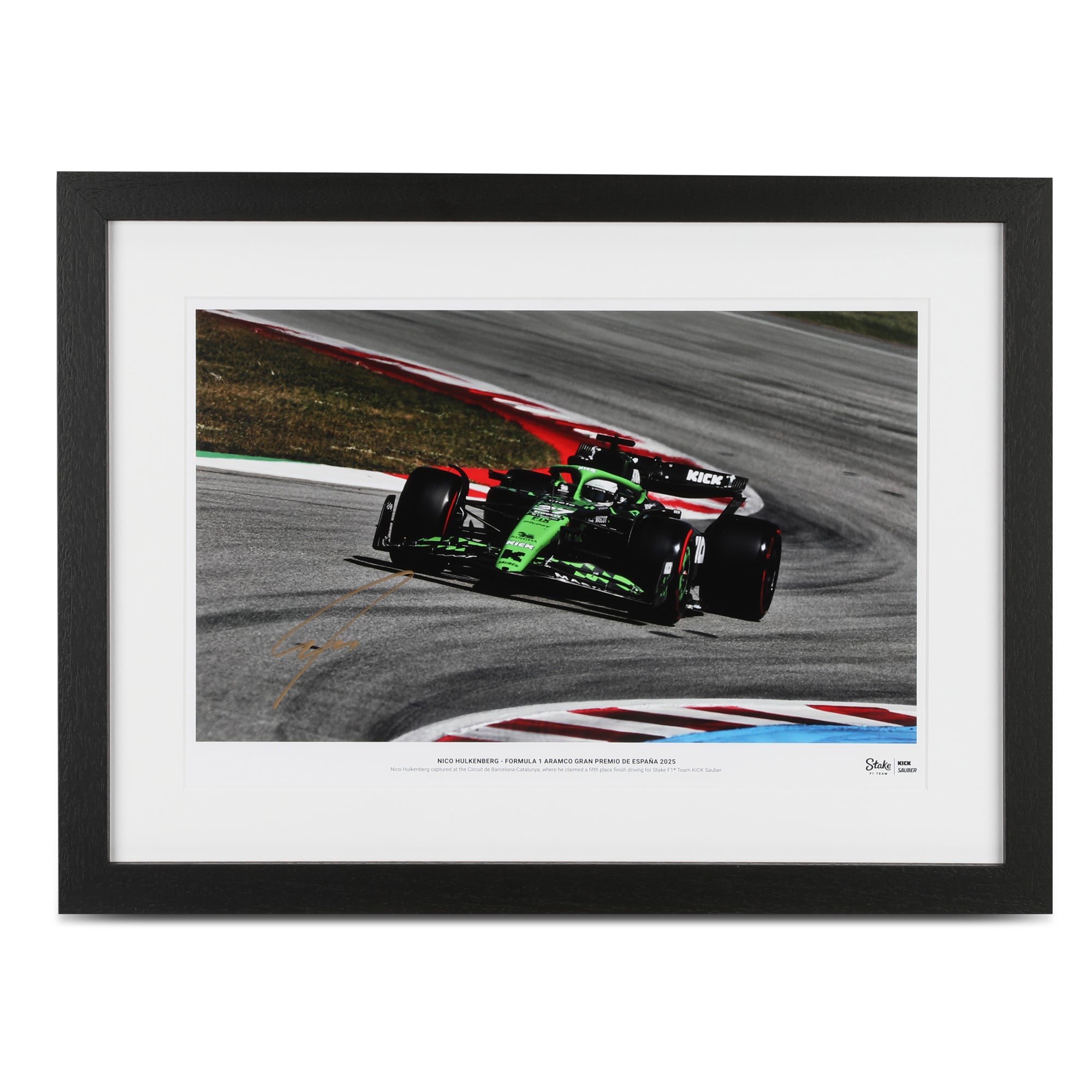 September Auction LOT 033 Nico Hulkenberg 2025 Stake Team Kick Sauber Signed Photo Spanish GP