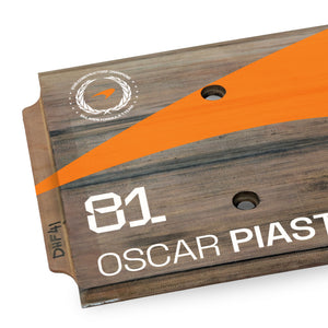 Authentic Oscar Piastri rear skid plank wall art from the 2025 Japanese Grand Prix race-used on a McLaren F1 Team car, premium Formula 1 memorabilia