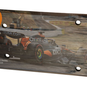 Oscar Piastri 2025 McLaren F1 Team Japanese Grand Prix race-used rear skid plank wall art crafted from genuine Formula 1 race car bodywork