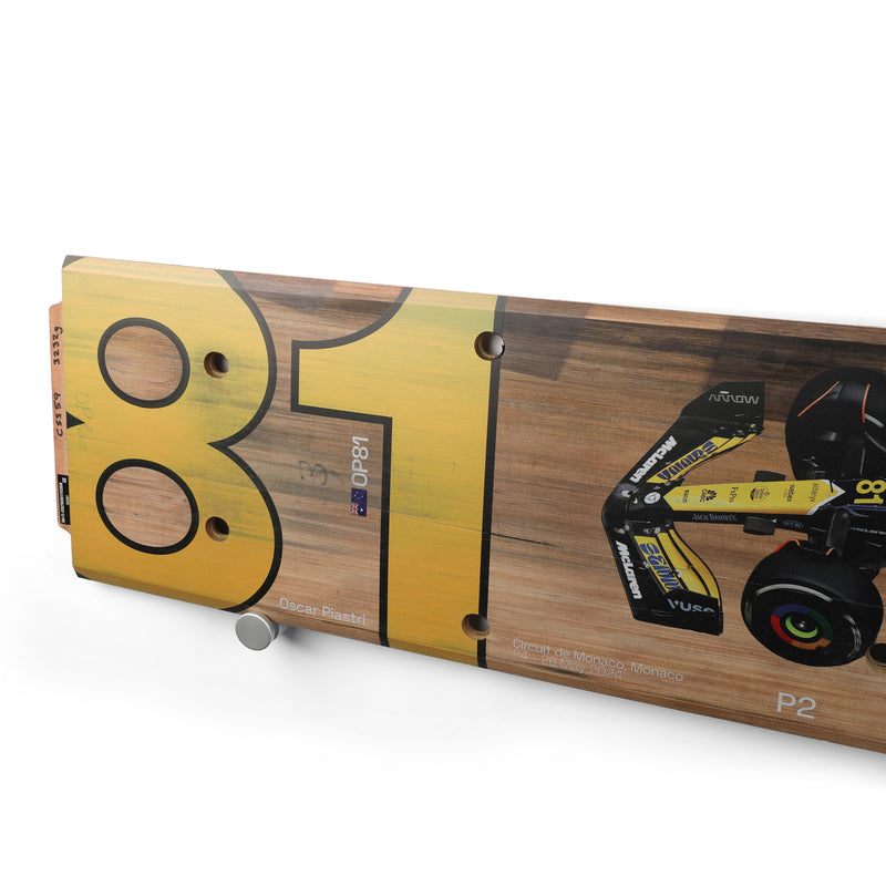 Oscar Piastri 2024 McLaren F1 Team Race Used Rear Skid Plank Wall Art - Monaco GP