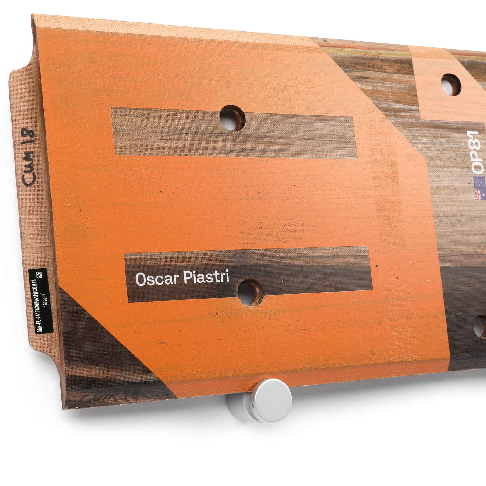 Auction LOT 067 - Oscar Piastri 2024 McLaren Formula One Team Race Used Rear Skid Plank Wall Art - Belgian GP