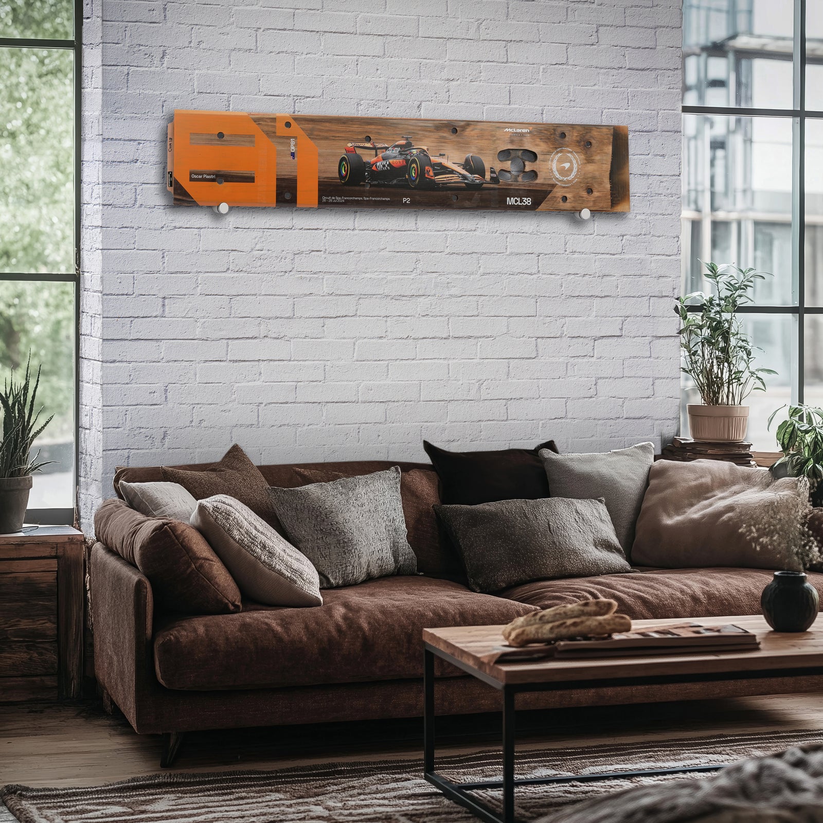 Auction LOT 067 - Oscar Piastri 2024 McLaren Formula One Team Race Used Rear Skid Plank Wall Art - Belgian GP