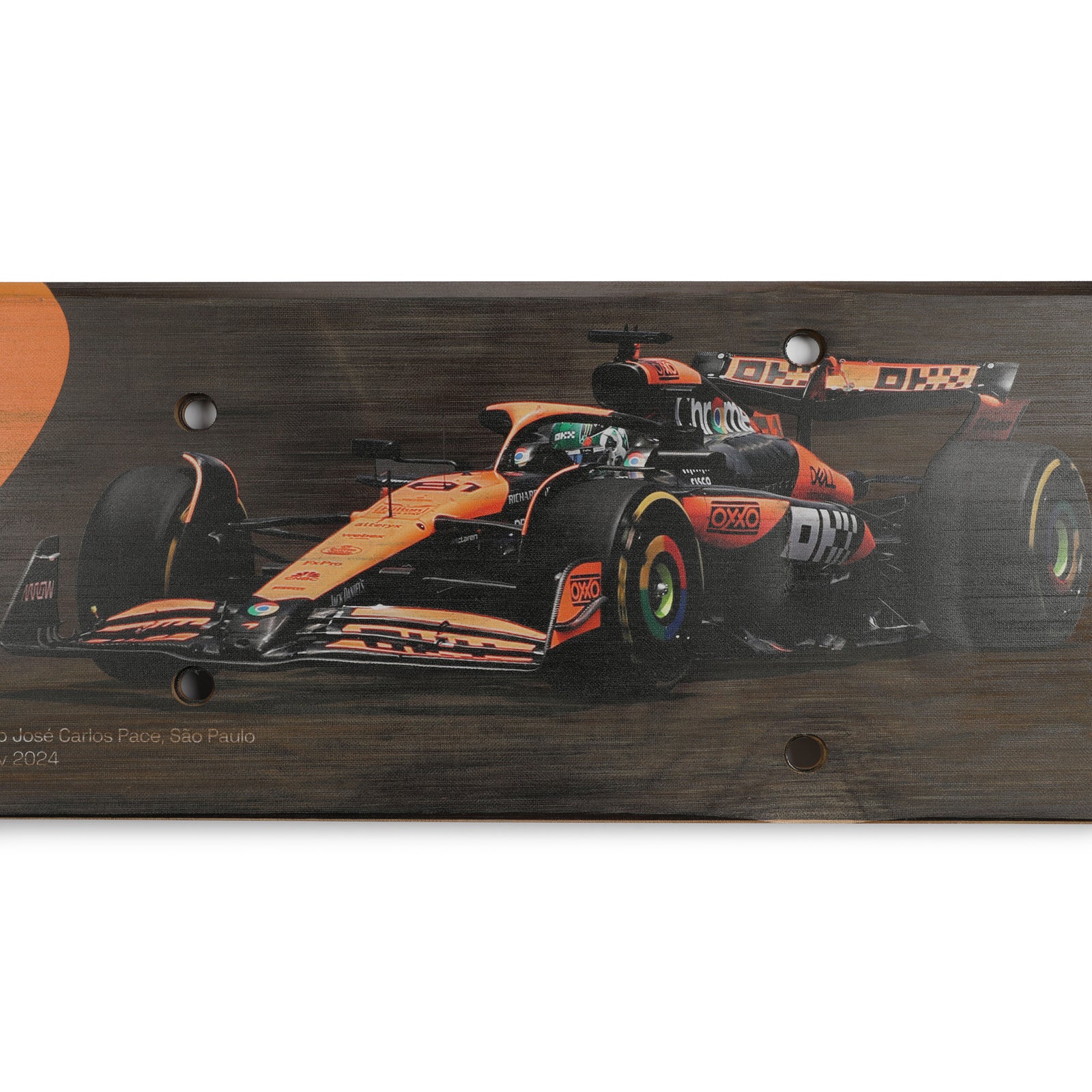 Oscar Piastri 2024 McLaren Formula One Team Grand Prix Used Rear Skid Plank Wall Art - Brazilian GP