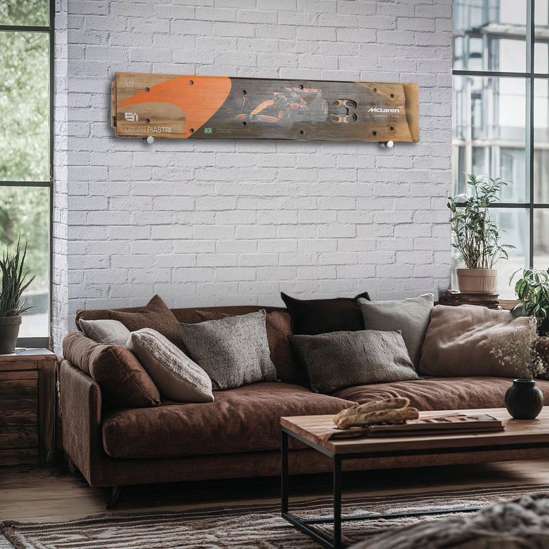 Oscar Piastri 2024 McLaren Formula One Team Grand Prix Used Rear Skid Plank Wall Art - Brazilian GP