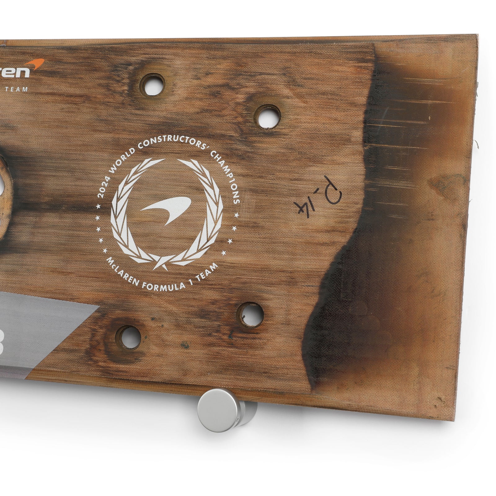 Oscar Piastri 2024 McLaren Formula One Team Race Used Skid Plank Wall Art - Rear Section - British GP